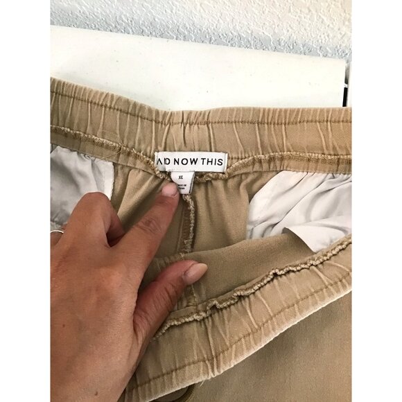 AND NOW THIS-MENS KHAKI ELASTIC WAIST TAPPER LEG SIDE POCKET CARGO PANTS SIZE XL - Picture 3 of 6